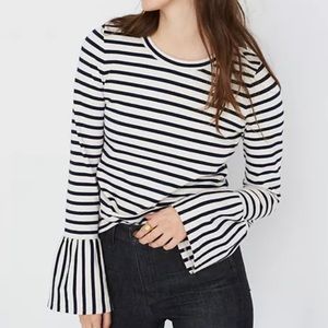Madewell Stripe Long Ruffle Cuff Sleeve